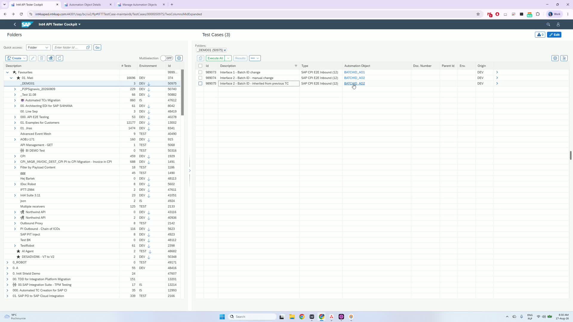 Step 6 - configuring inheritance in Int4 API Tester