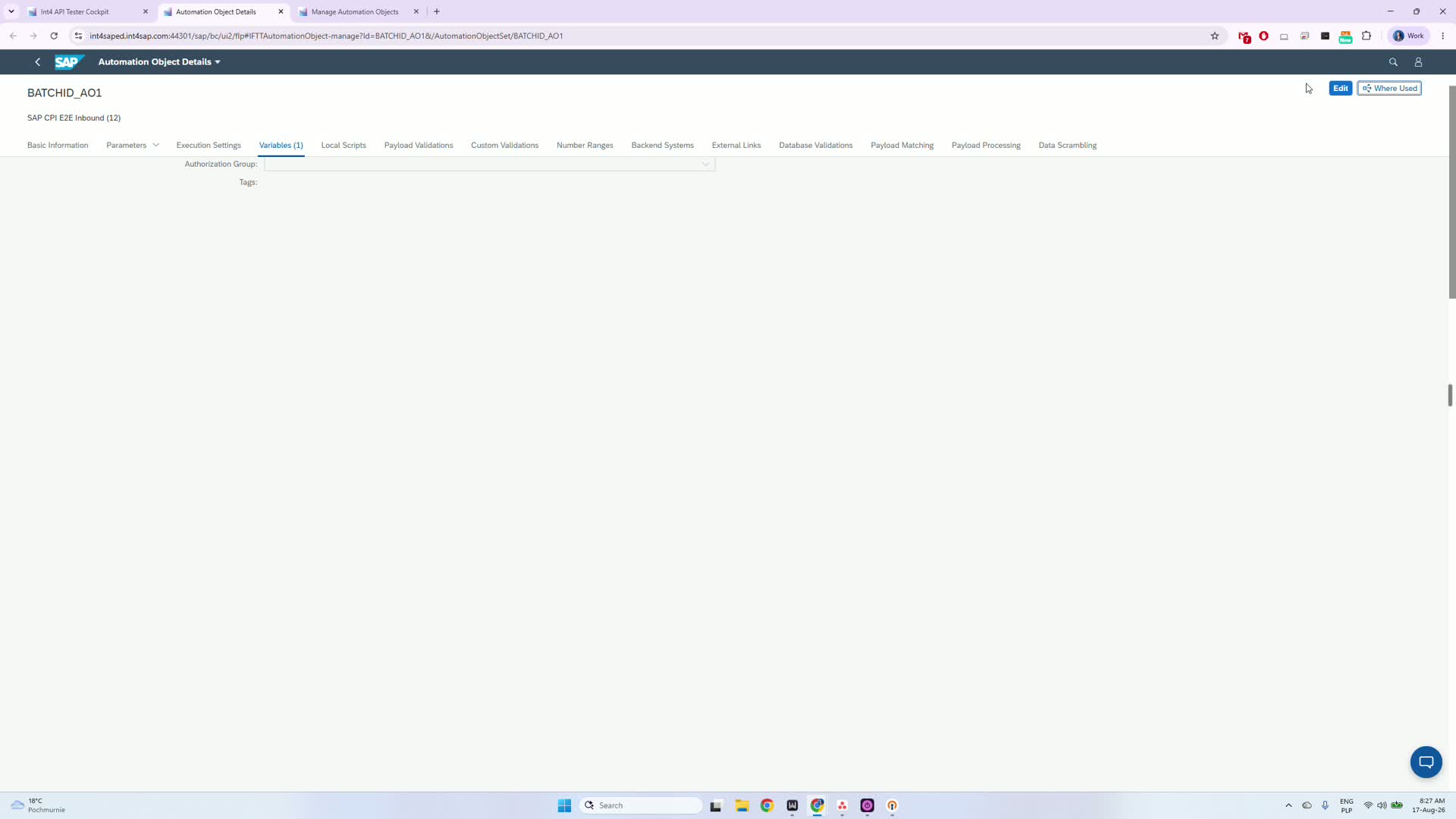 Step 4 - entering the variable value at test case level